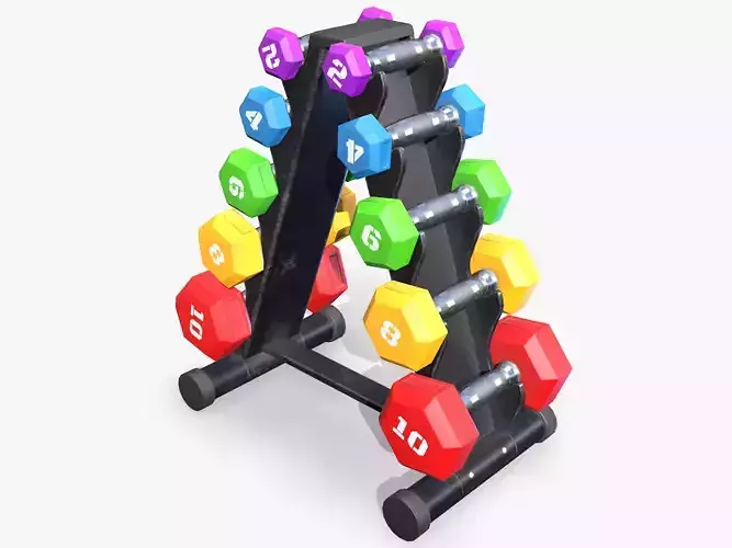 Dumbbell Rack lowpoly Low-poly 3D model