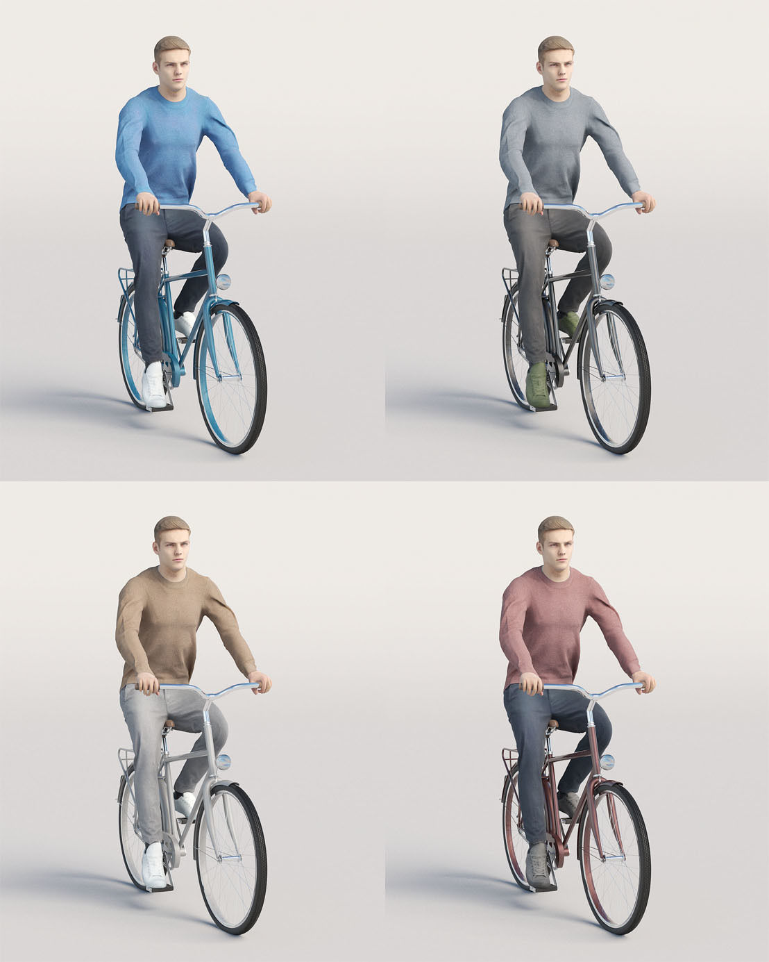 Humano Casual man in blue sweater cycling 0205 3D model_4
