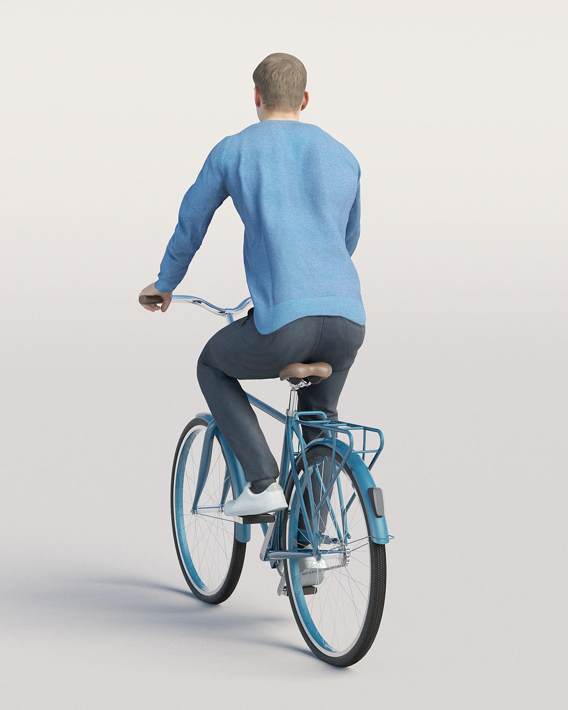 Humano Casual man in blue sweater cycling 0205 3D model_2
