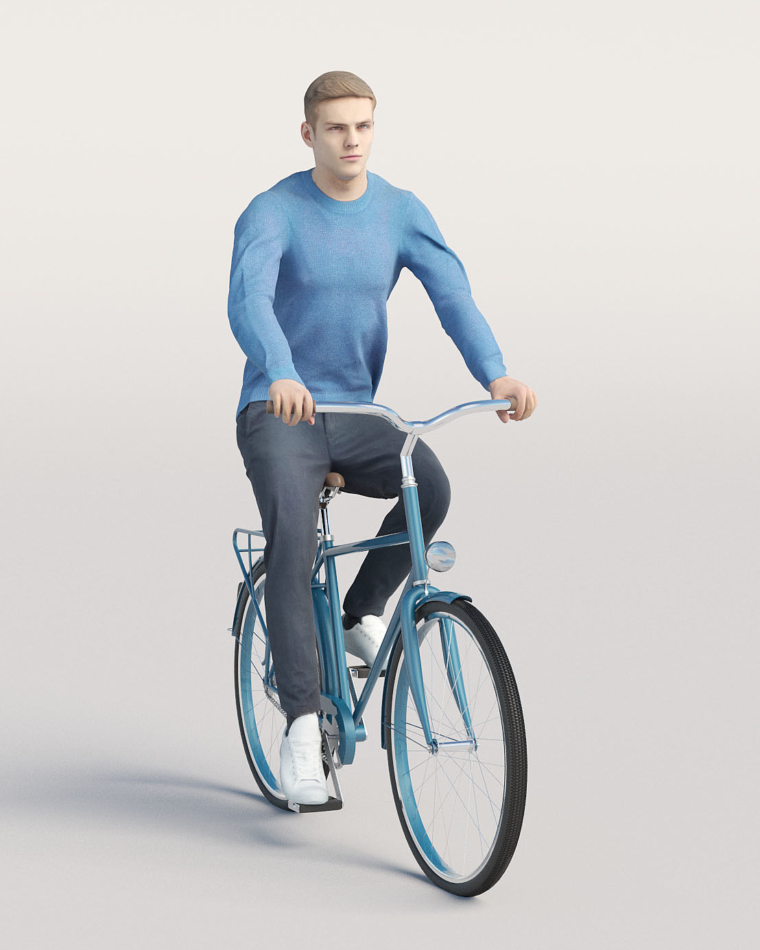 Humano Casual man in blue sweater cycling 0205 3D model_1