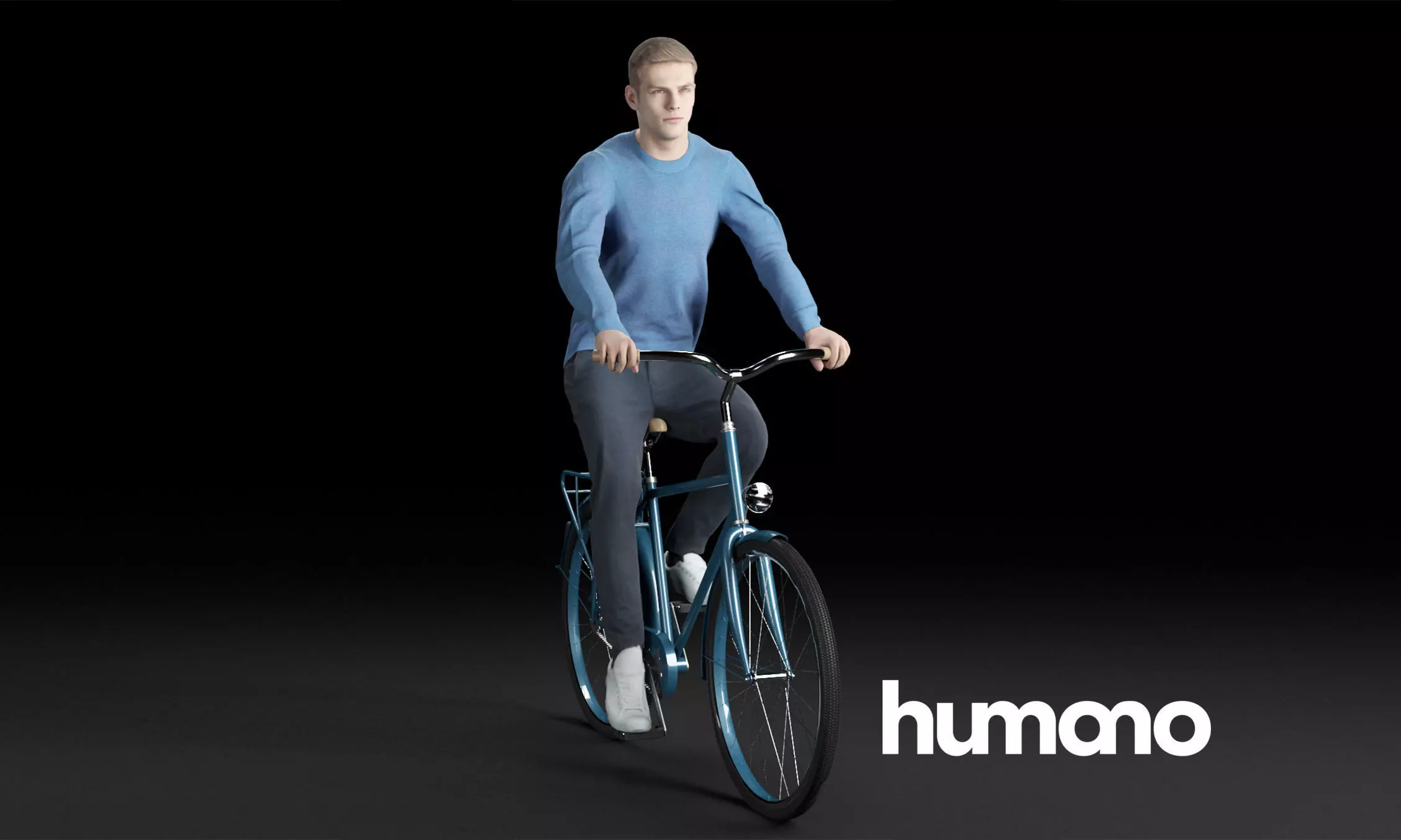 Humano Casual man in blue sweater cycling 0205 3D model_0