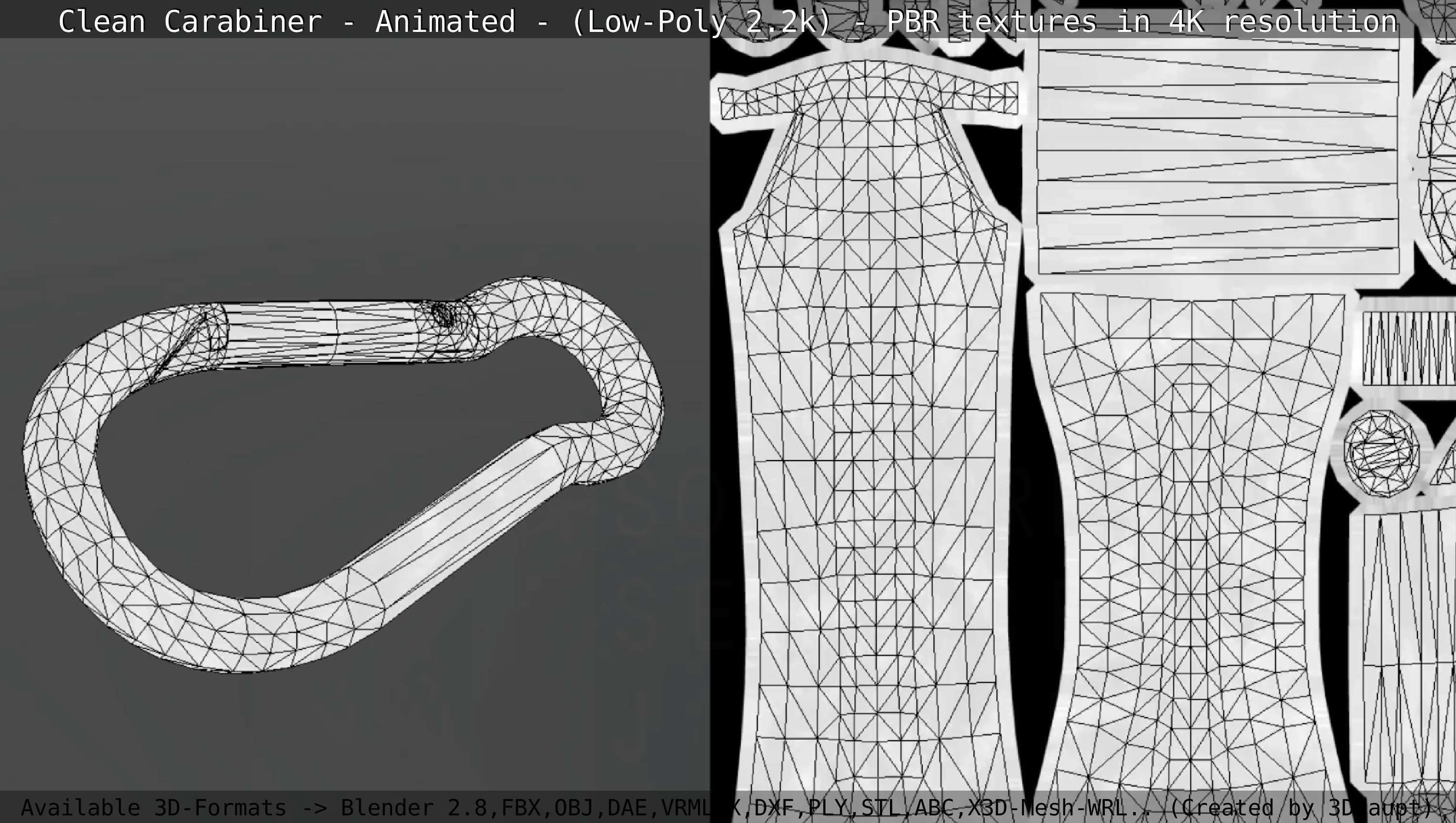 Carabiner - Karabinerhaken - Low-Poly - Animated Low-poly 3D model_28