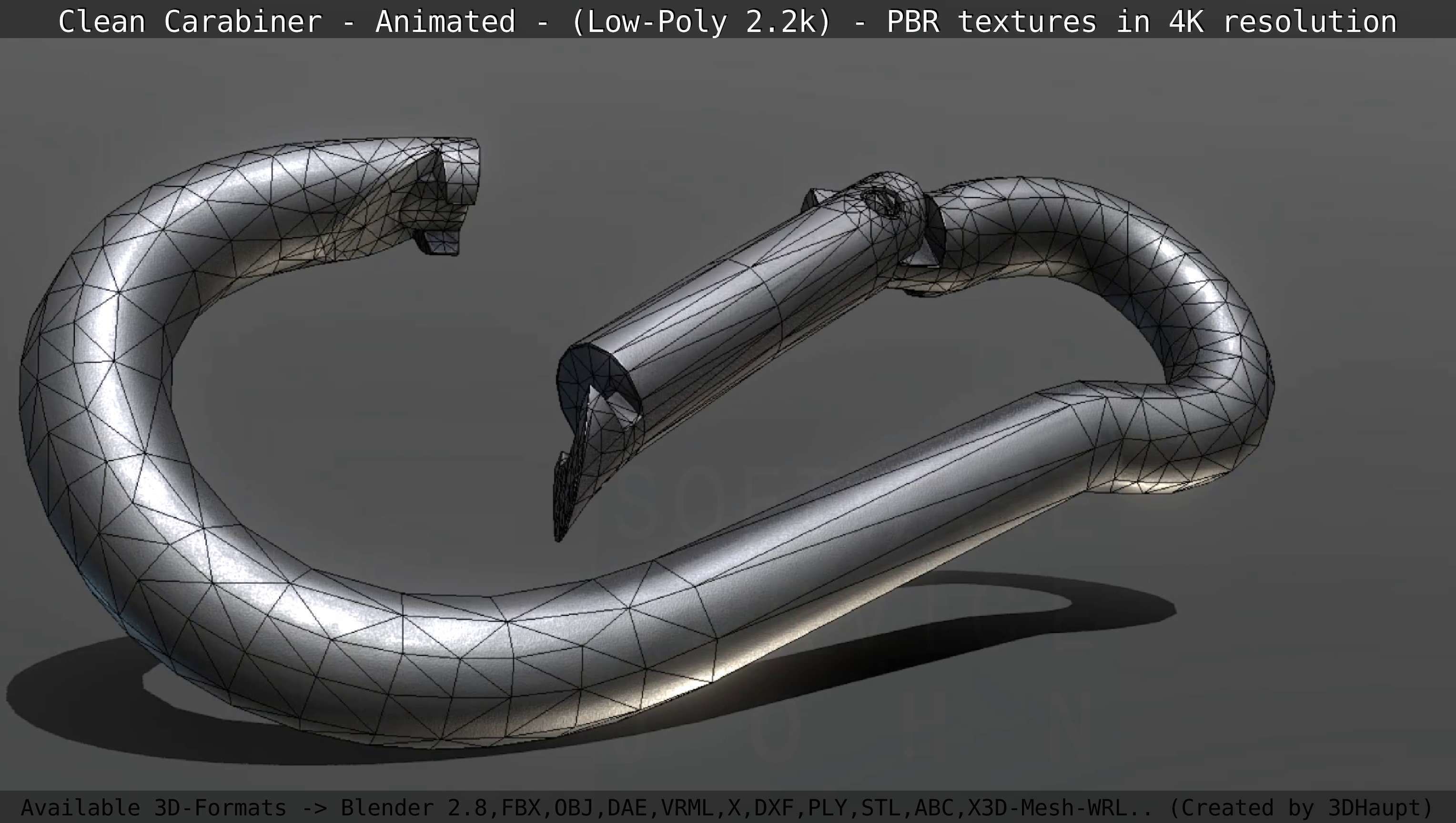 Carabiner - Karabinerhaken - Low-Poly - Animated Low-poly 3D model_25