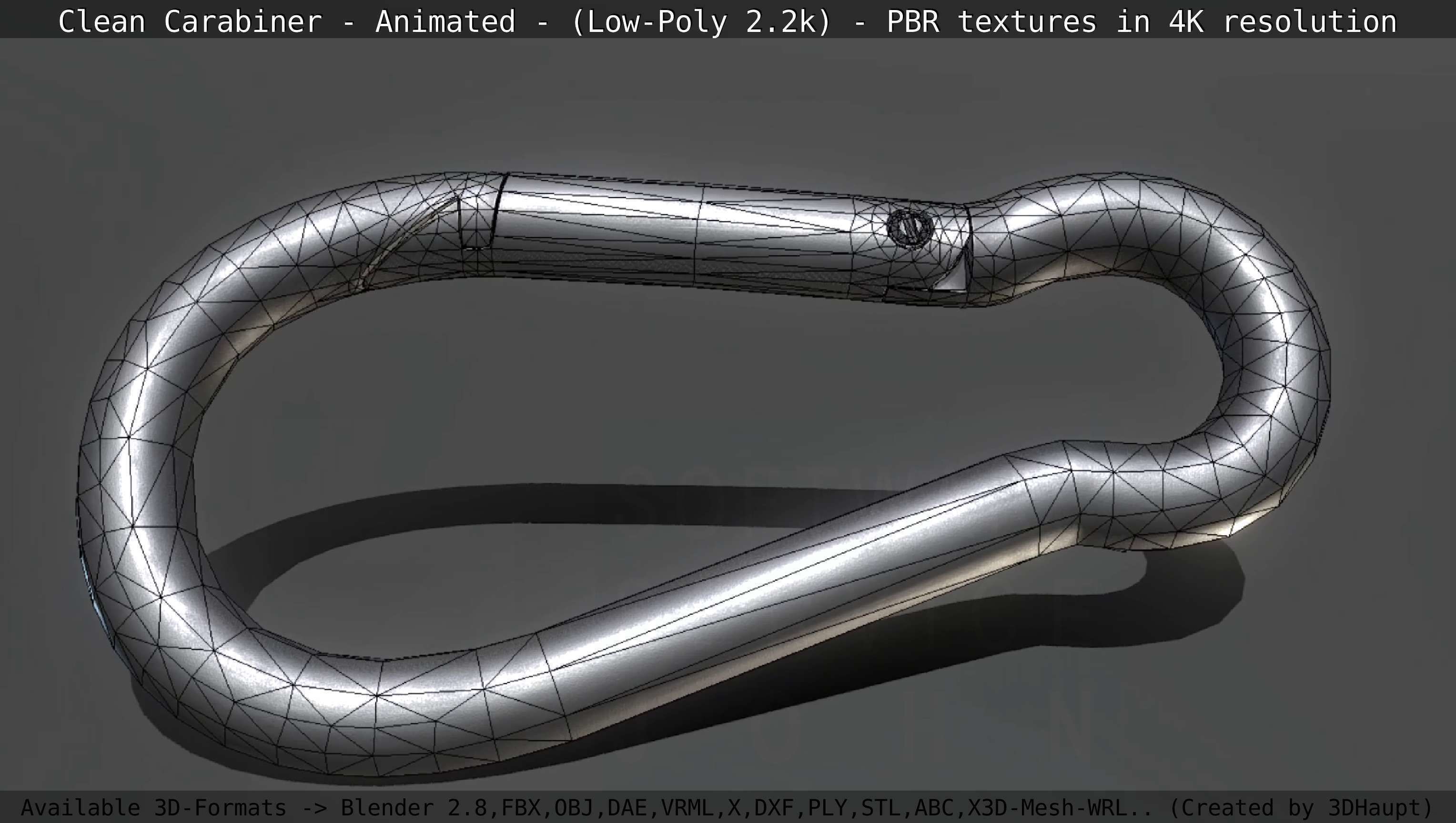 Carabiner - Karabinerhaken - Low-Poly - Animated Low-poly 3D model_82