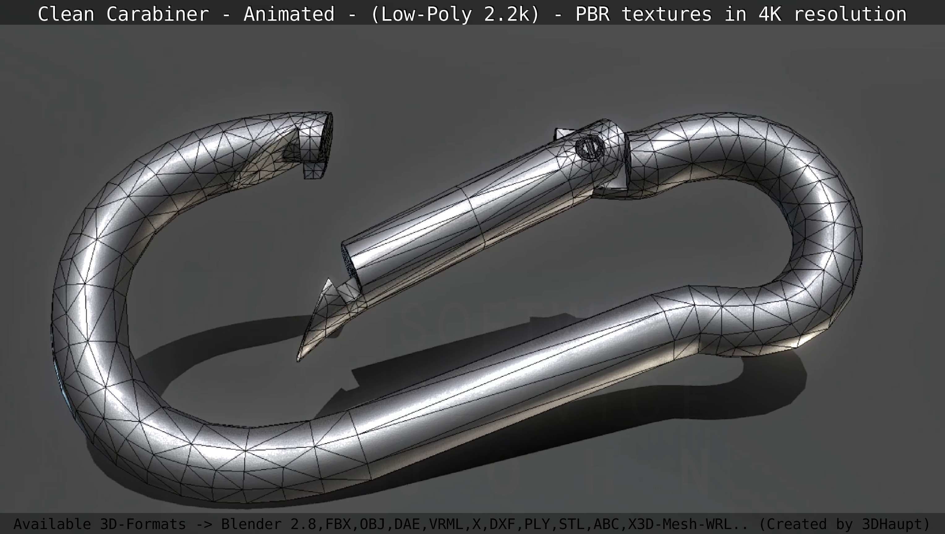 Carabiner - Karabinerhaken - Low-Poly - Animated Low-poly 3D model_84