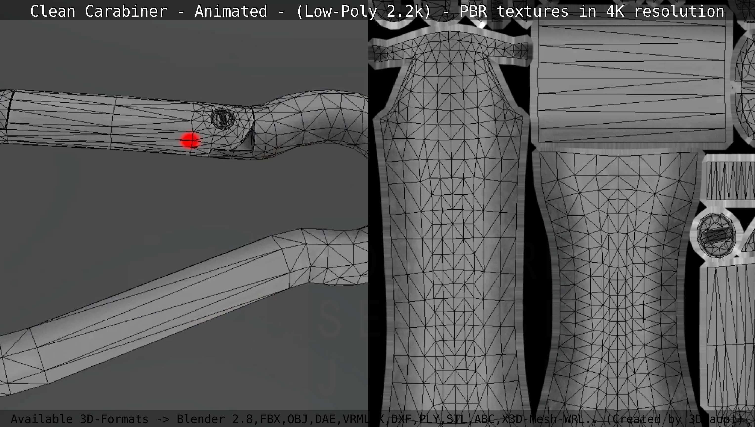 Carabiner - Karabinerhaken - Low-Poly - Animated Low-poly 3D model_29