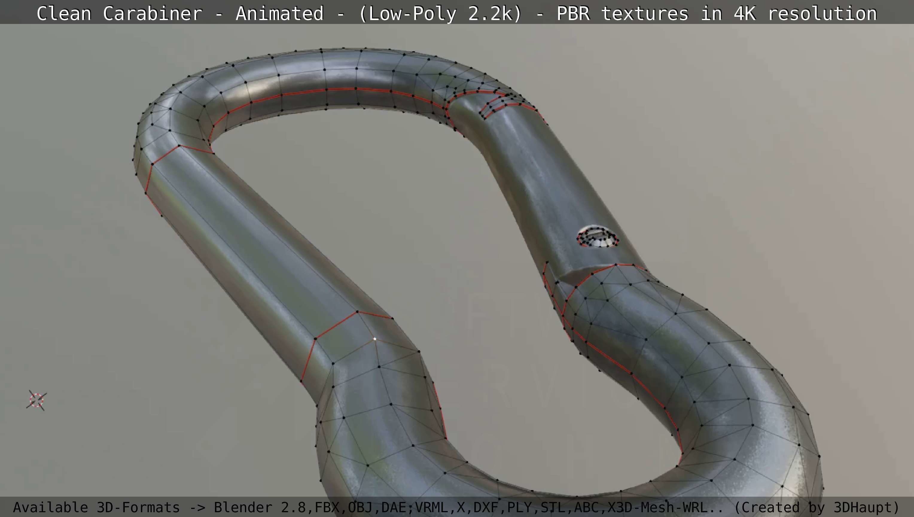 Carabiner - Karabinerhaken - Low-Poly - Animated Low-poly 3D model_14