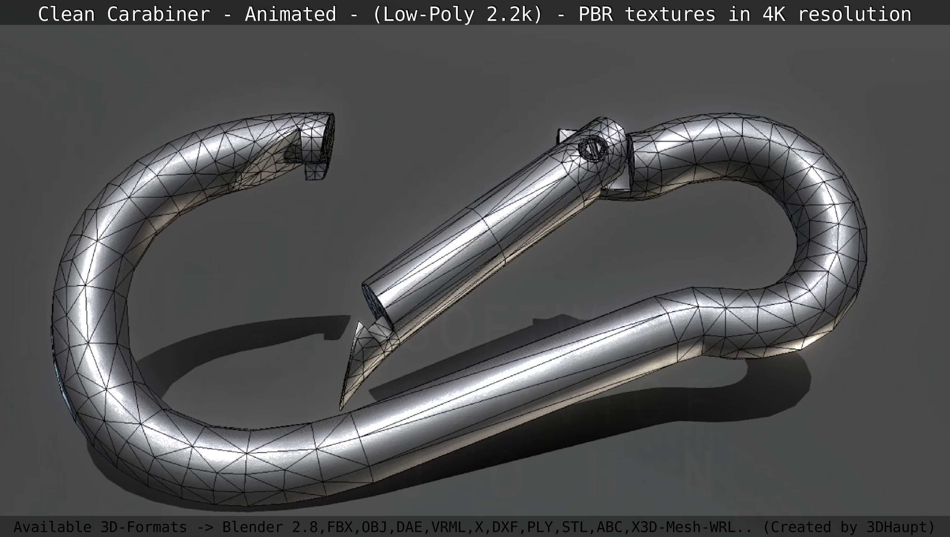 Carabiner - Karabinerhaken - Low-Poly - Animated Low-poly 3D model_83