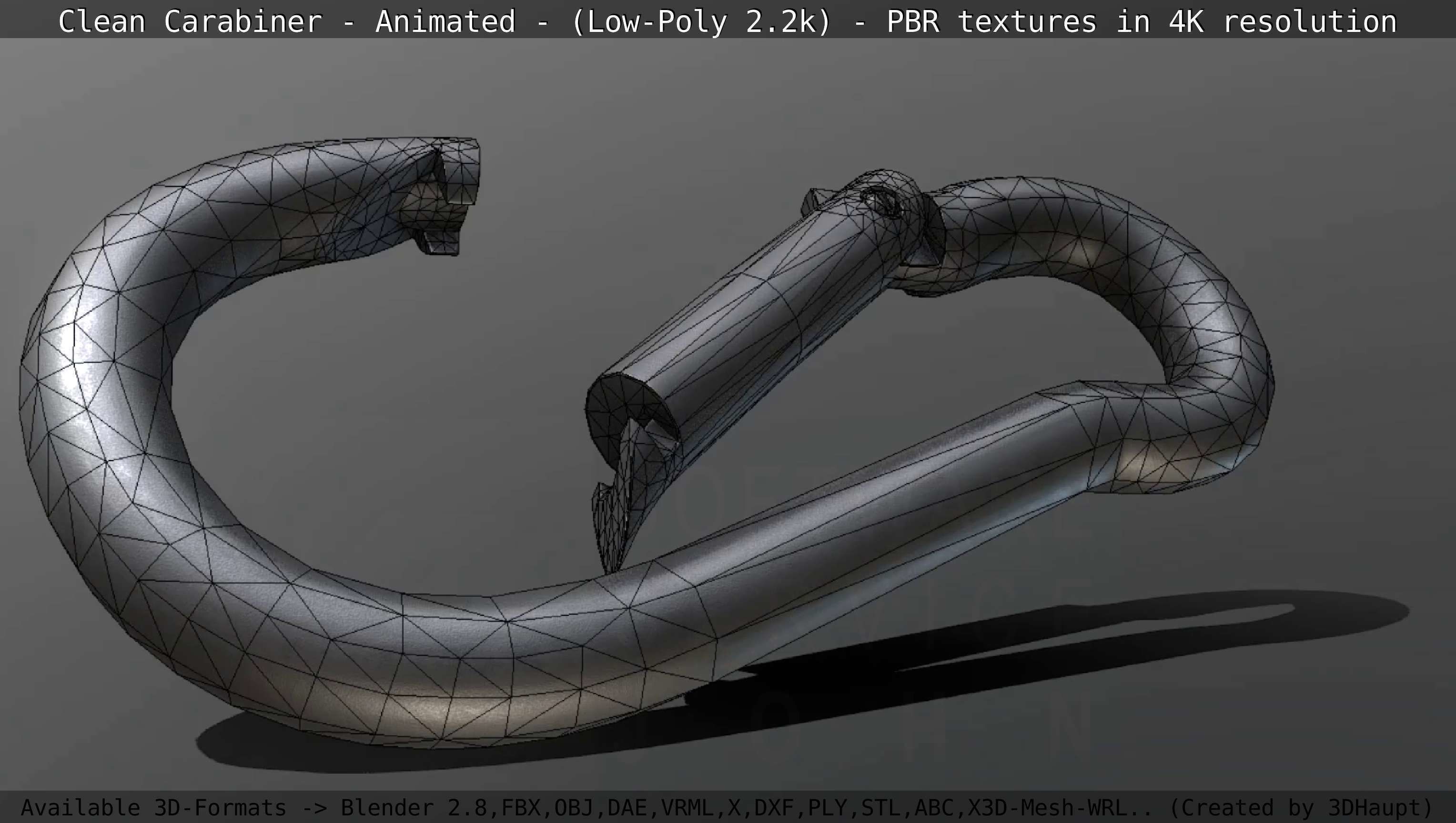 Carabiner - Karabinerhaken - Low-Poly - Animated Low-poly 3D model_80