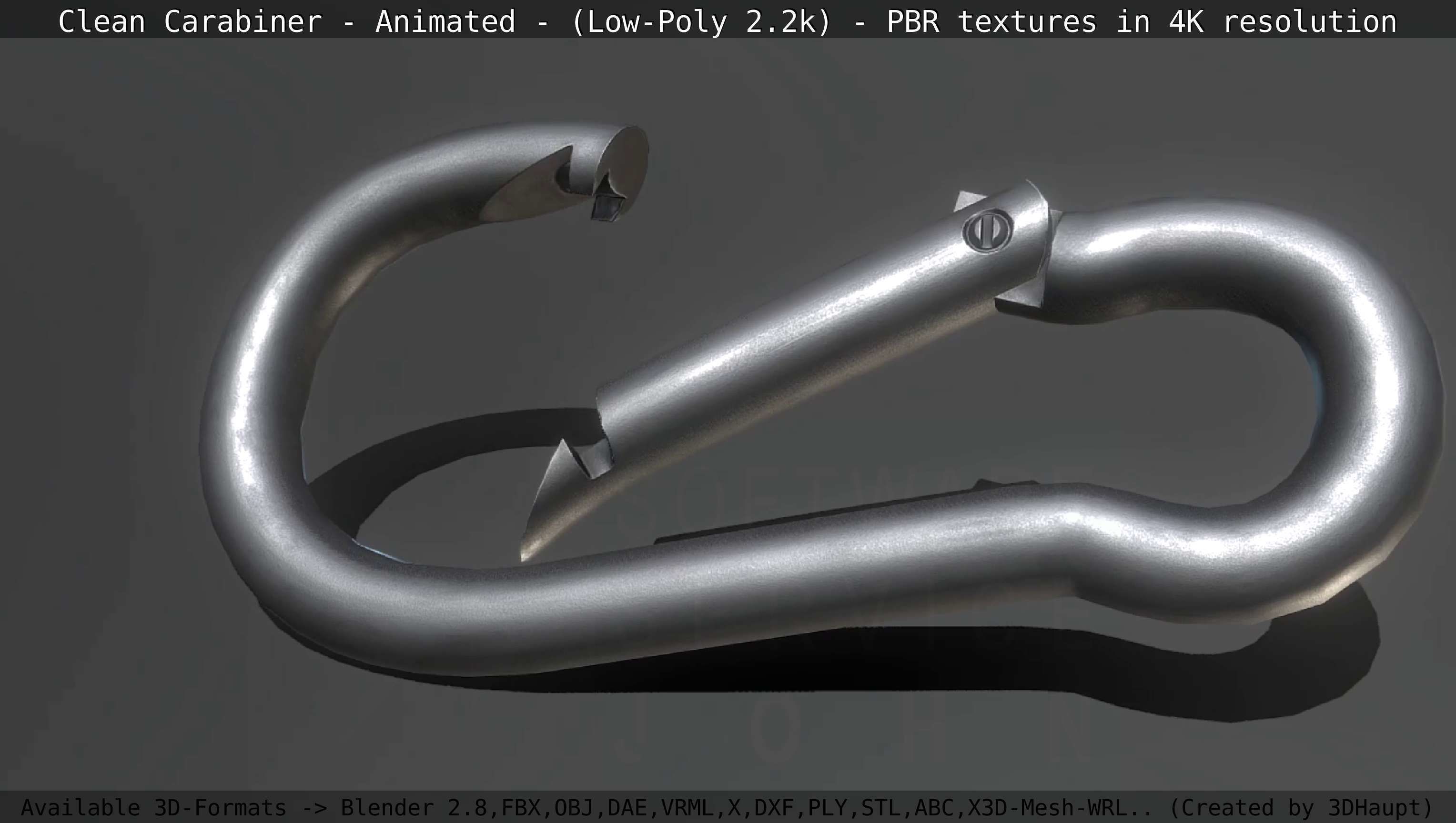Carabiner - Karabinerhaken - Low-Poly - Animated Low-poly 3D model_24