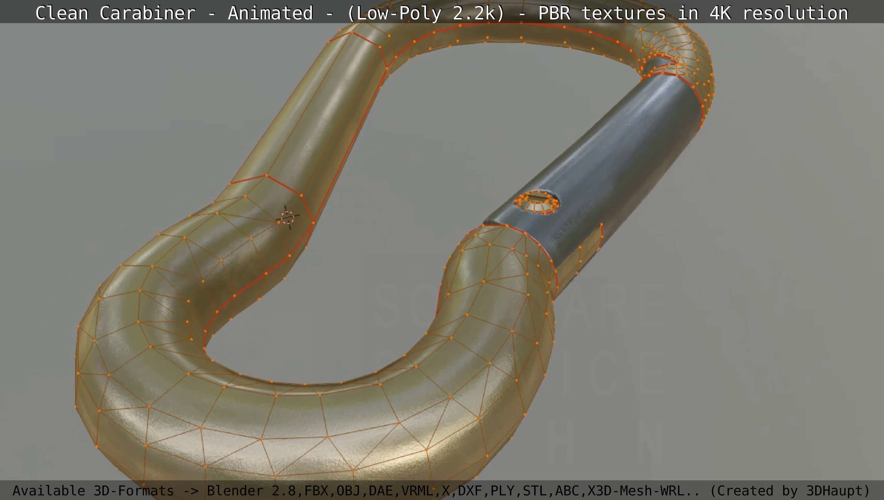 Carabiner - Karabinerhaken - Low-Poly - Animated Low-poly 3D model_15