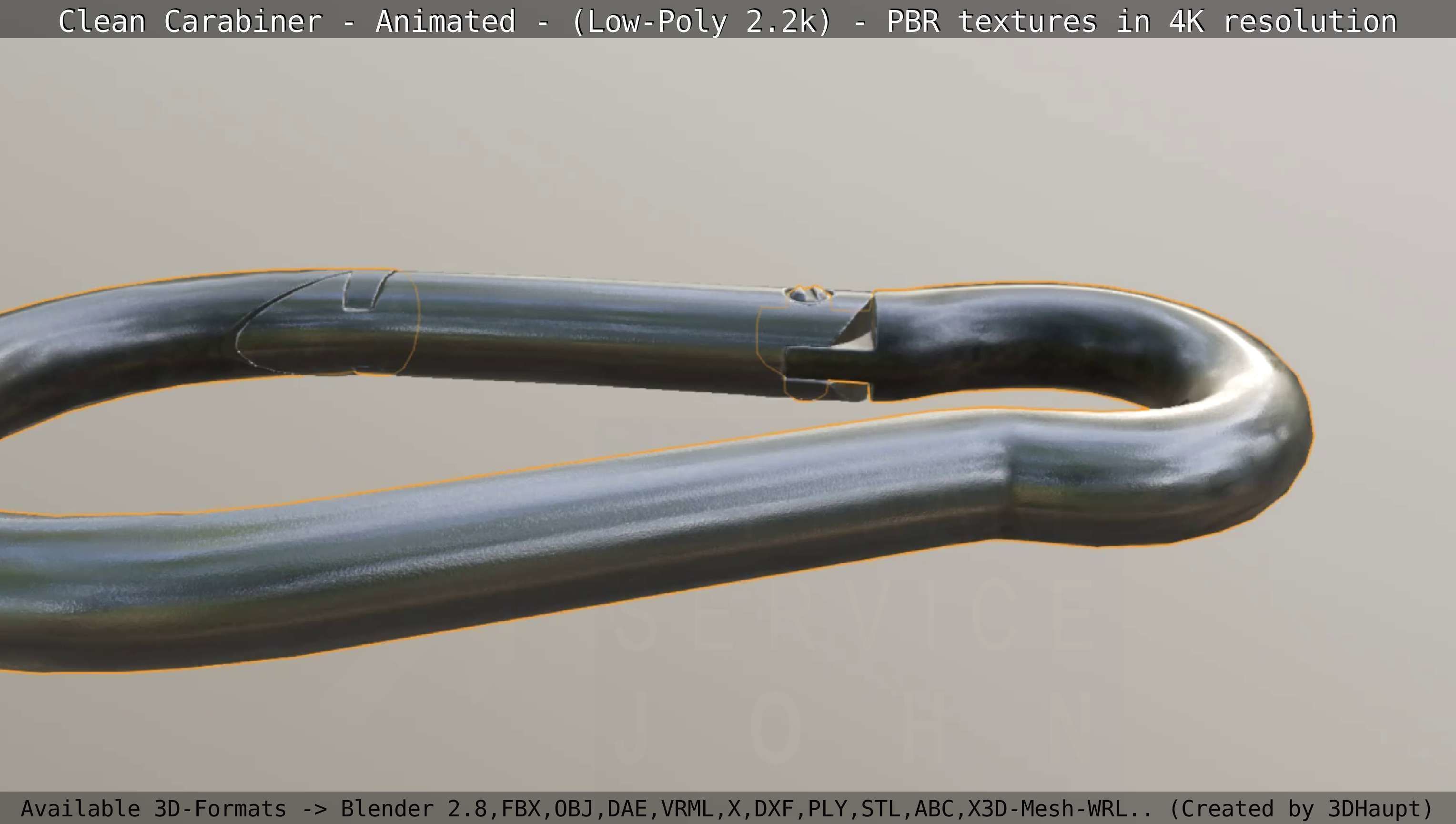Carabiner - Karabinerhaken - Low-Poly - Animated Low-poly 3D model_16