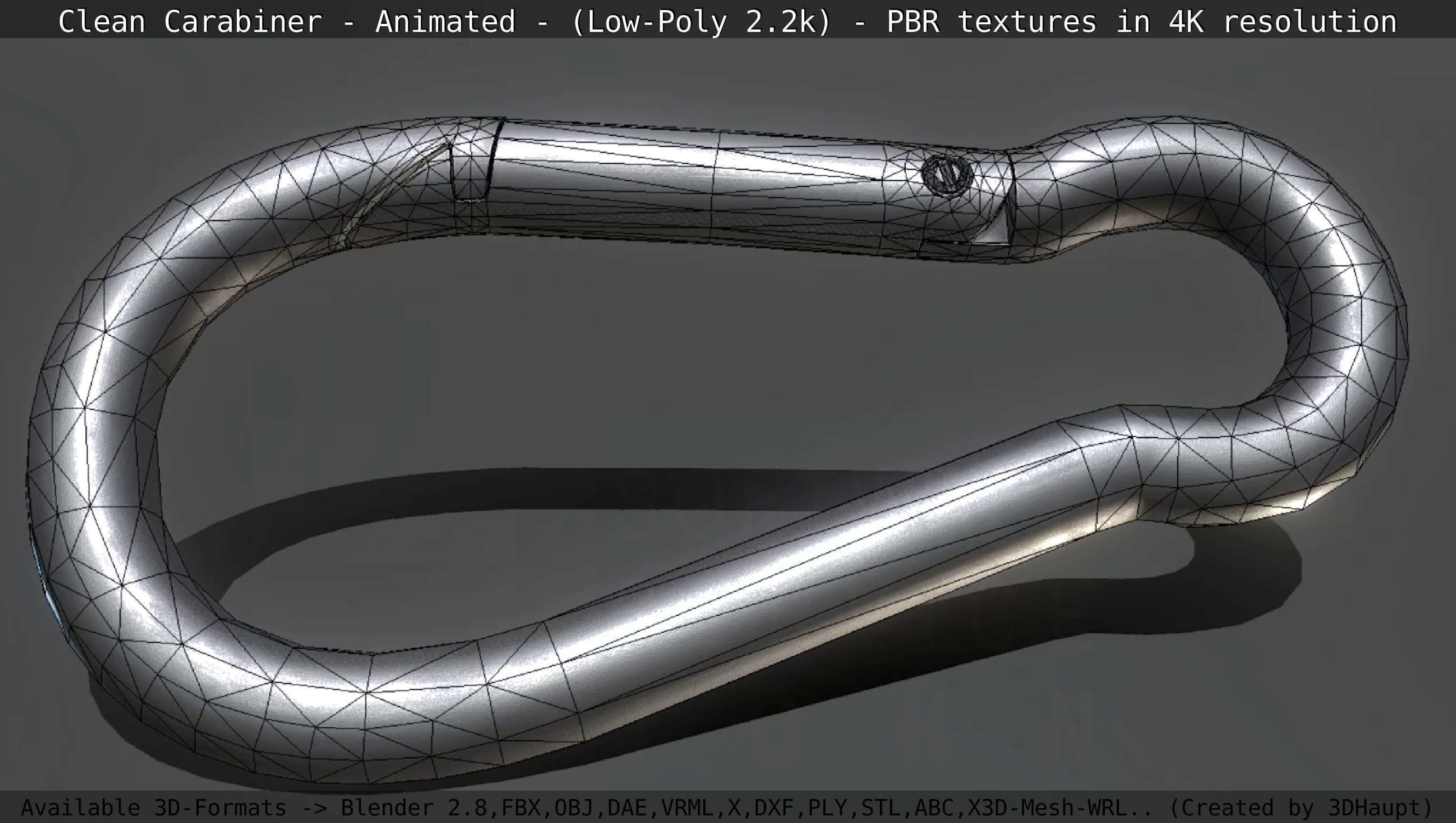 Carabiner - Karabinerhaken - Low-Poly - Animated Low-poly 3D model_8
