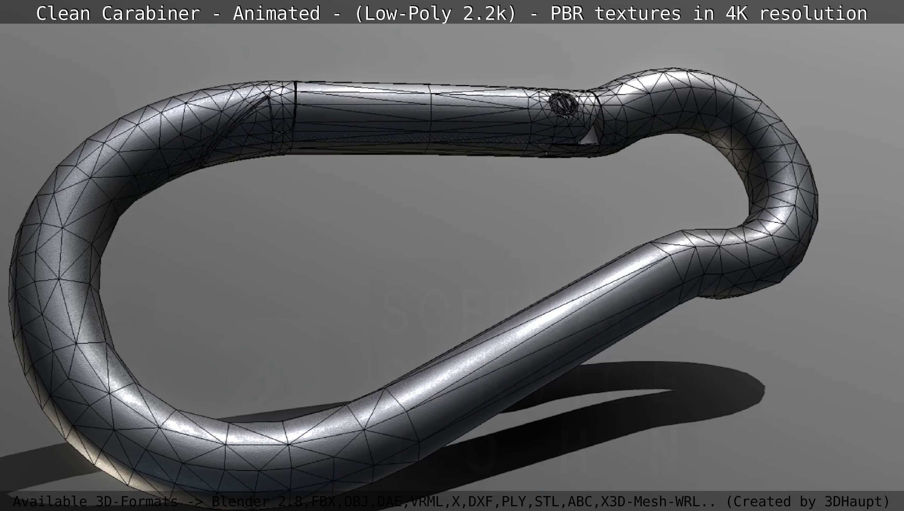 Carabiner - Karabinerhaken - Low-Poly - Animated Low-poly 3D model_79