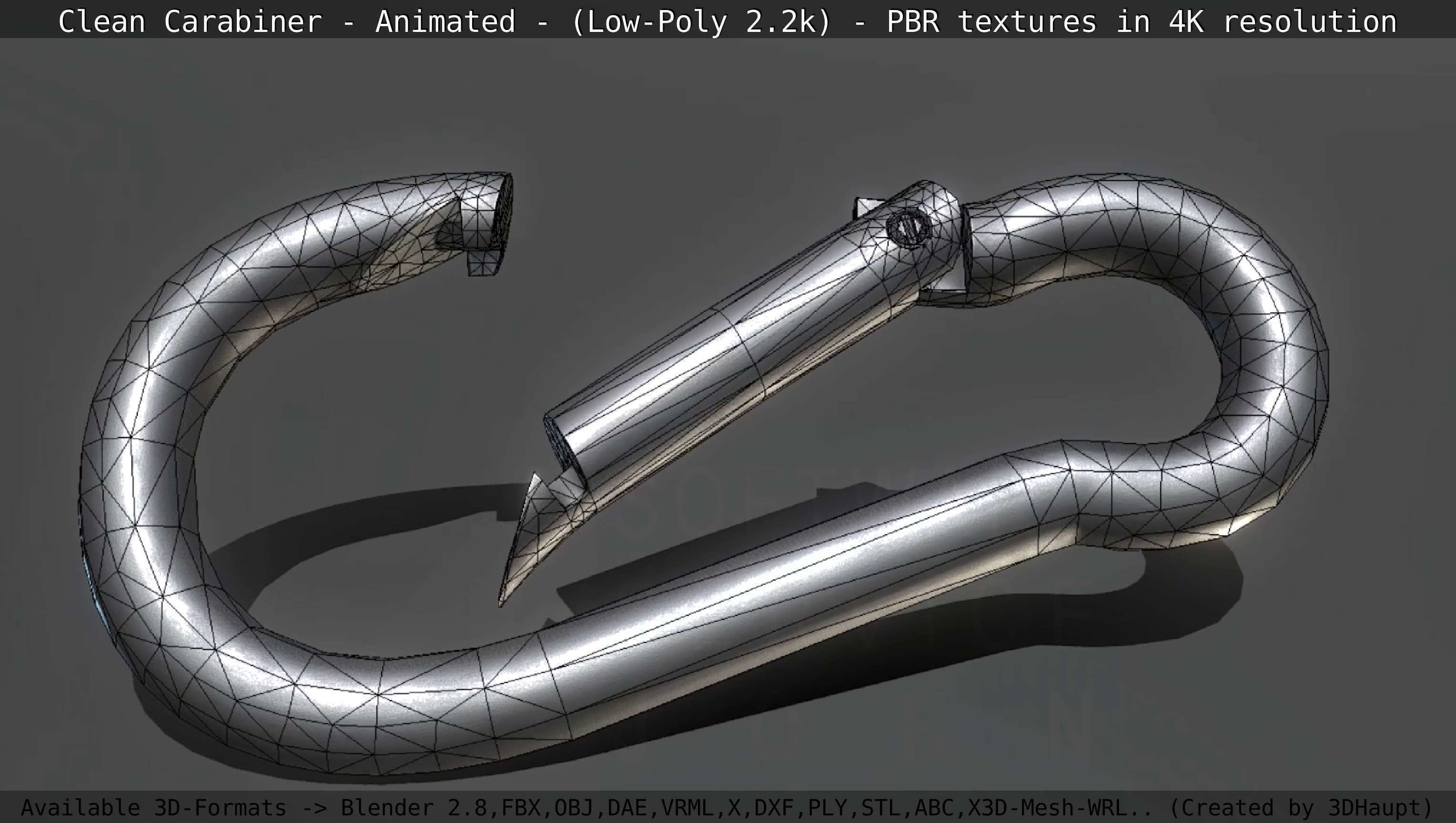 Carabiner - Karabinerhaken - Low-Poly - Animated Low-poly 3D model_27