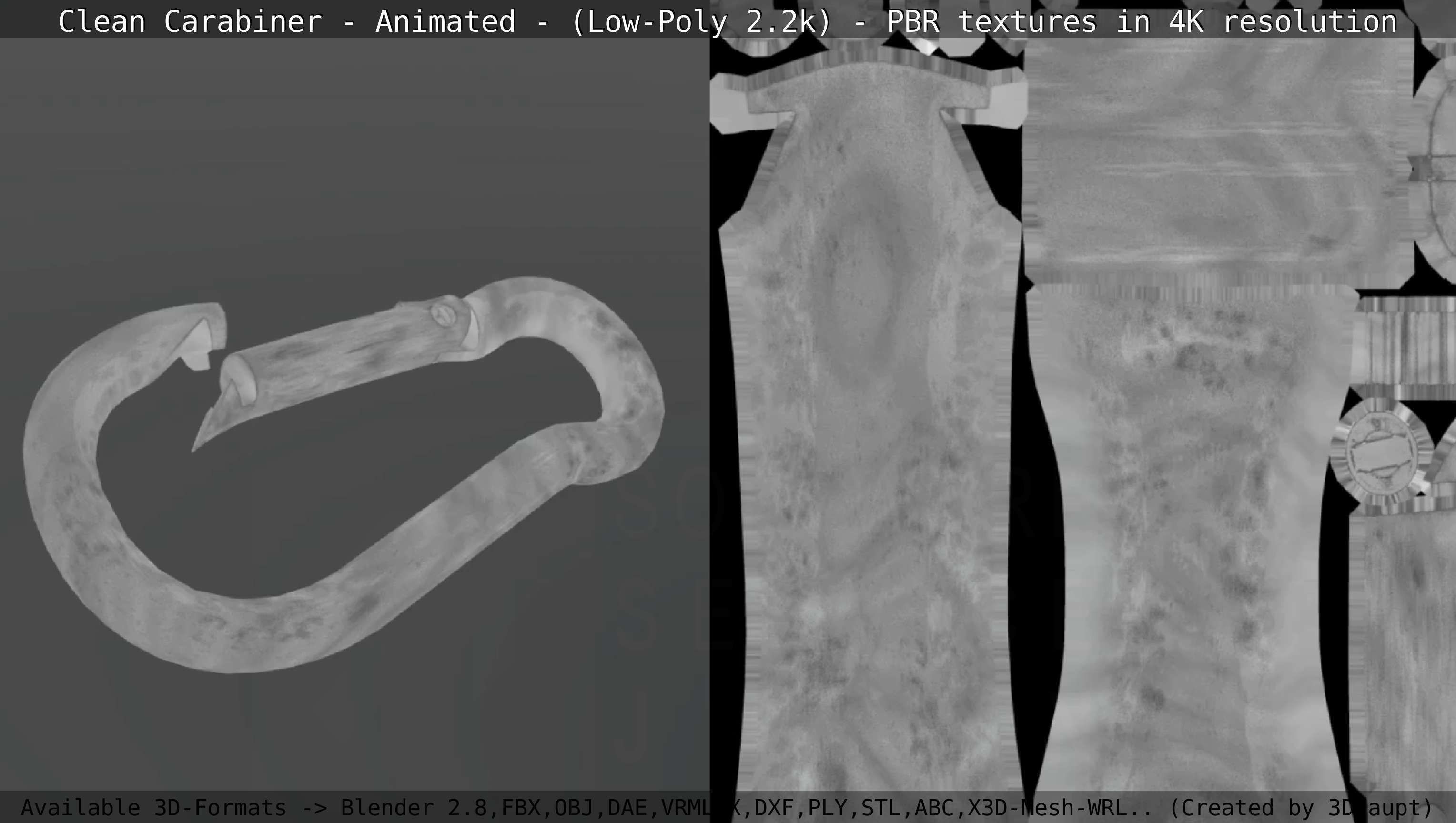 Carabiner - Karabinerhaken - Low-Poly - Animated Low-poly 3D model_7