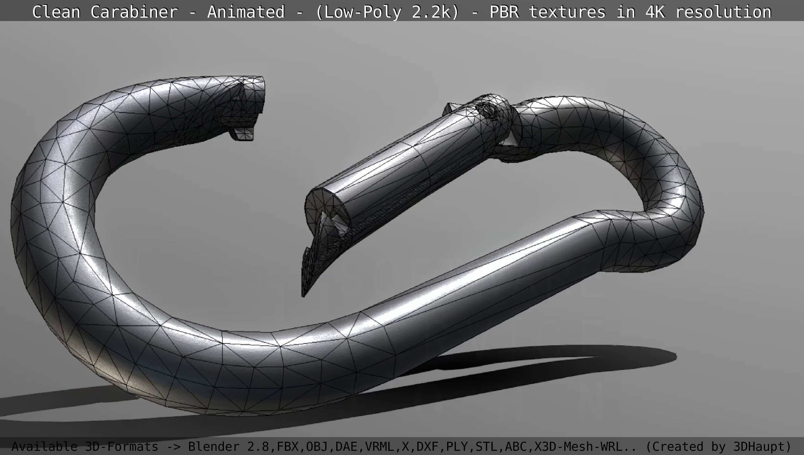 Carabiner - Karabinerhaken - Low-Poly - Animated Low-poly 3D model_6