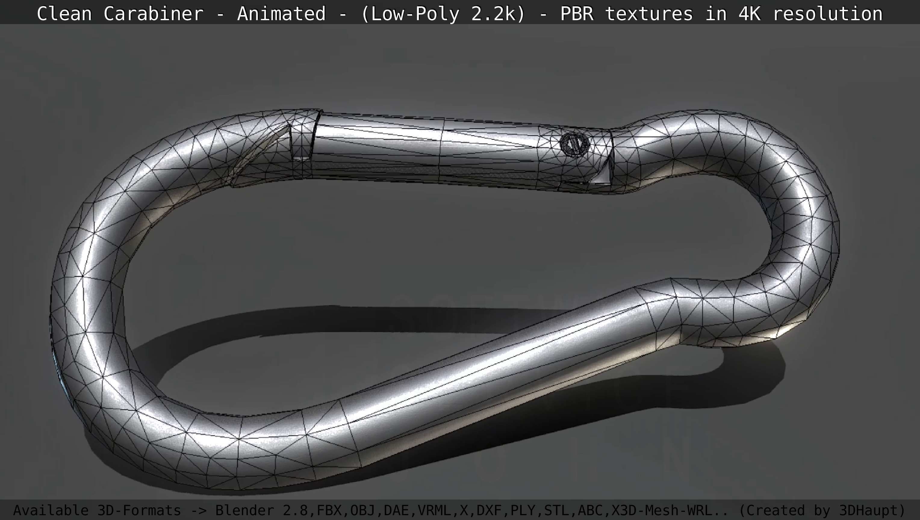 Carabiner - Karabinerhaken - Low-Poly - Animated Low-poly 3D model_5