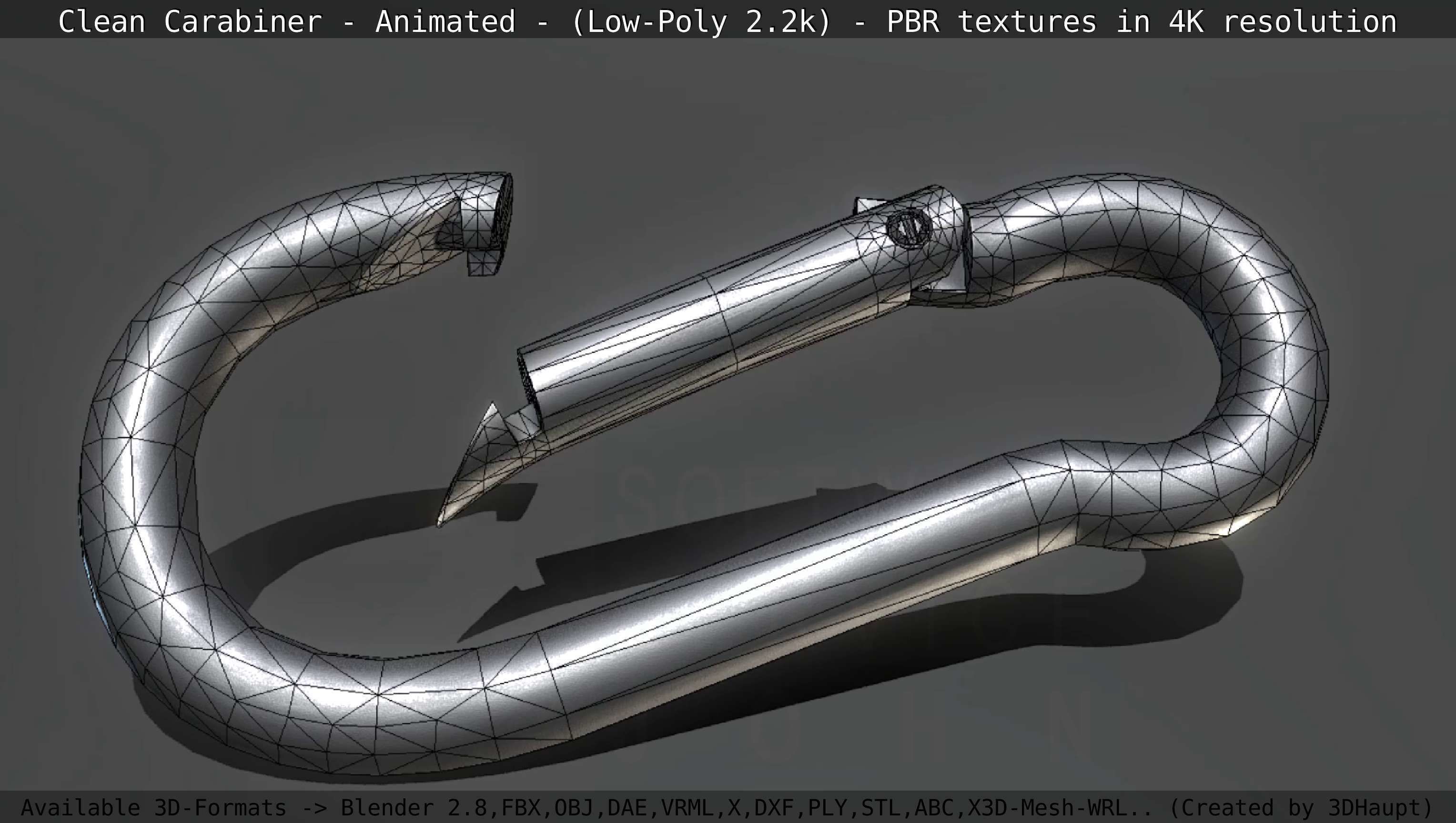 Carabiner - Karabinerhaken - Low-Poly - Animated Low-poly 3D model_85