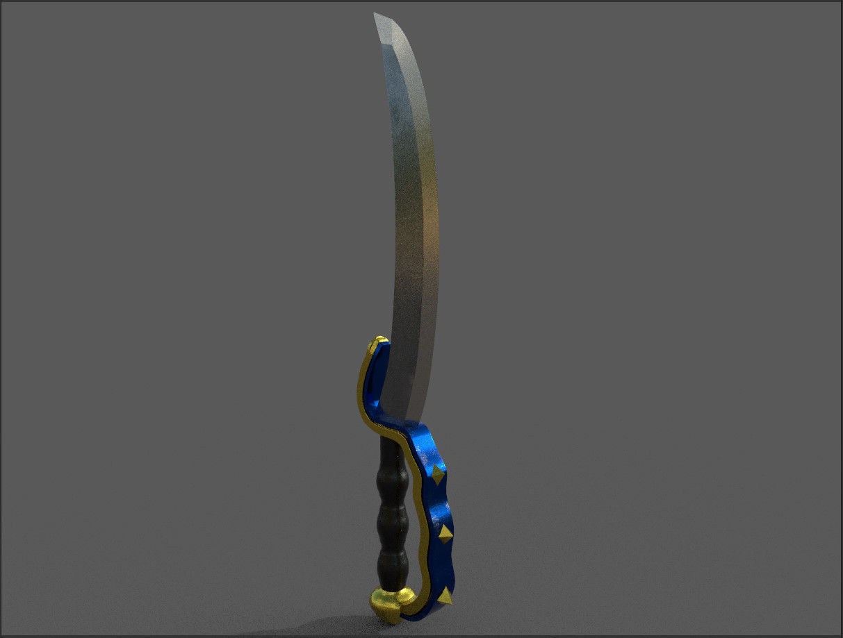 Dagger sword with gold accents Low-poly 3D model_2