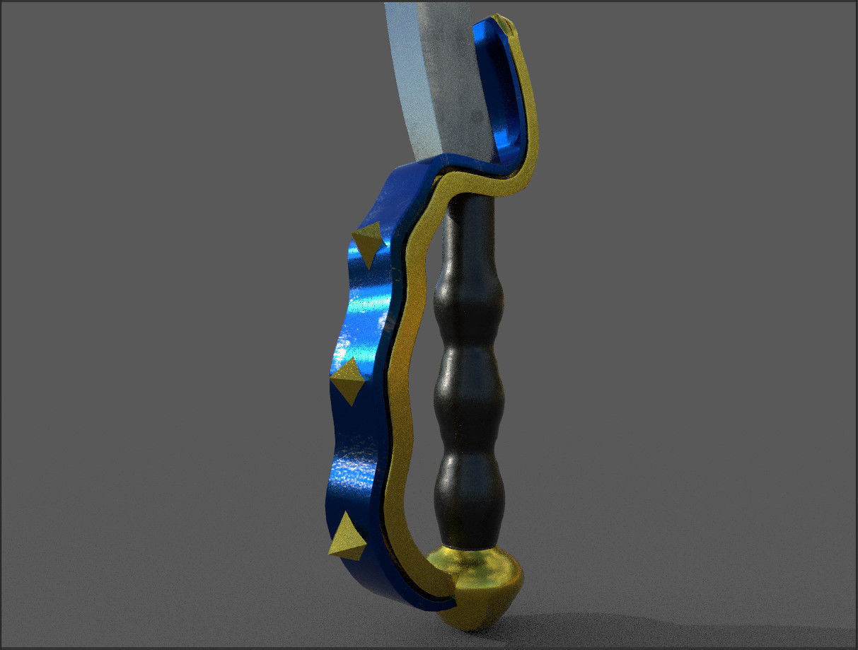 Dagger sword with gold accents Low-poly 3D model_4