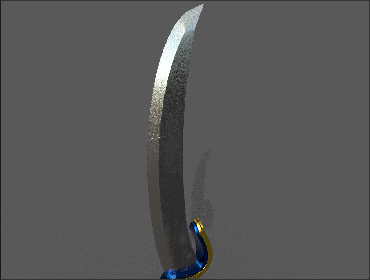 Dagger sword with gold accents Low-poly 3D model_3