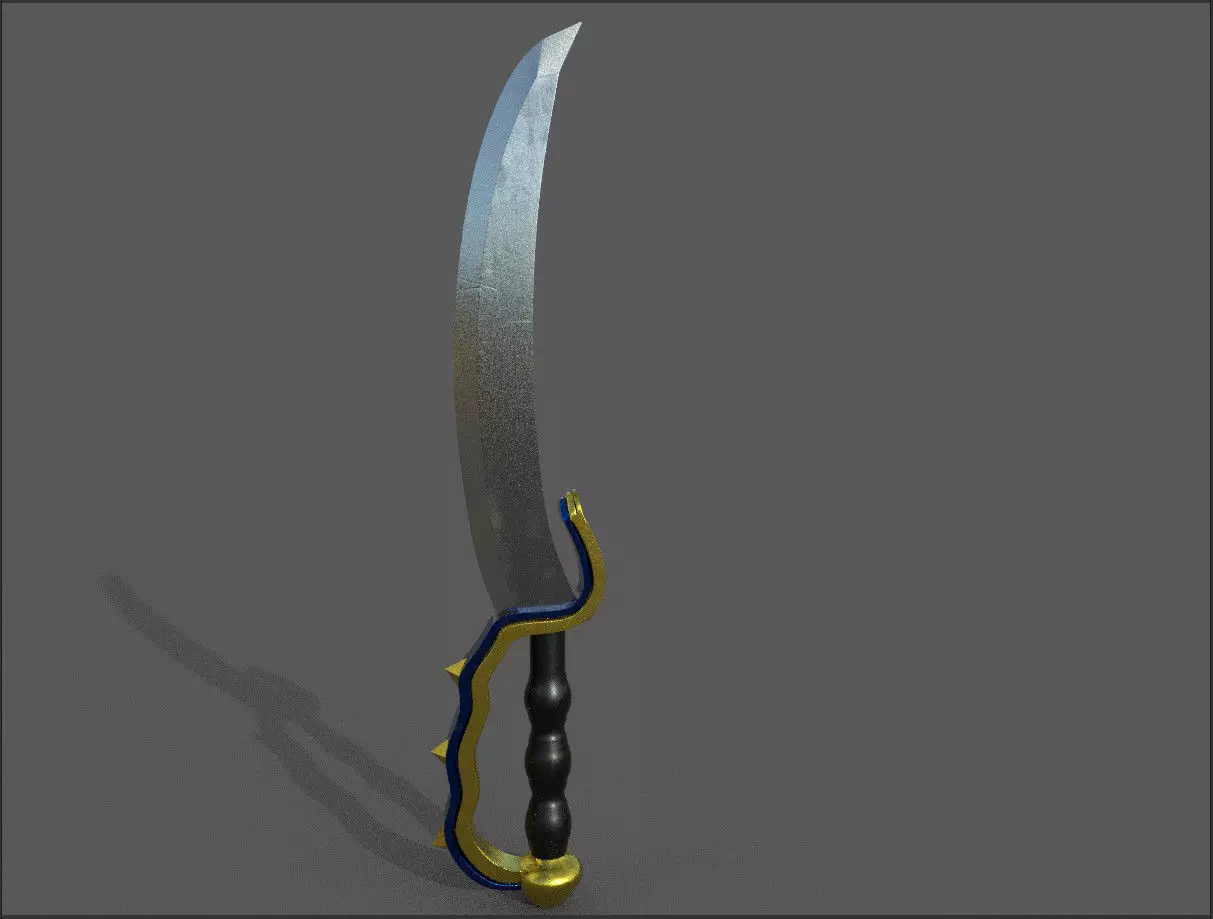 Dagger sword with gold accents Low-poly 3D model_0