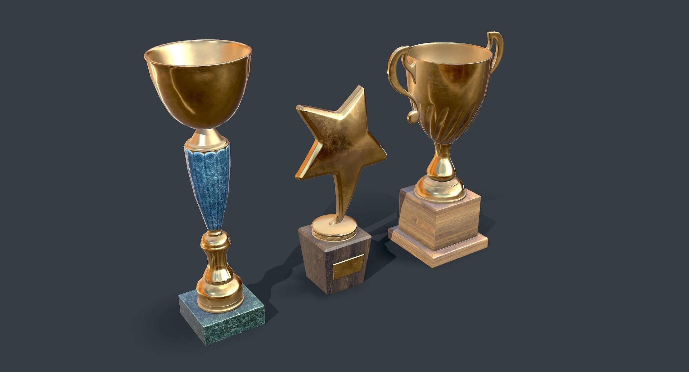 Trophy Cups lowpoly Low-poly 3D model_2