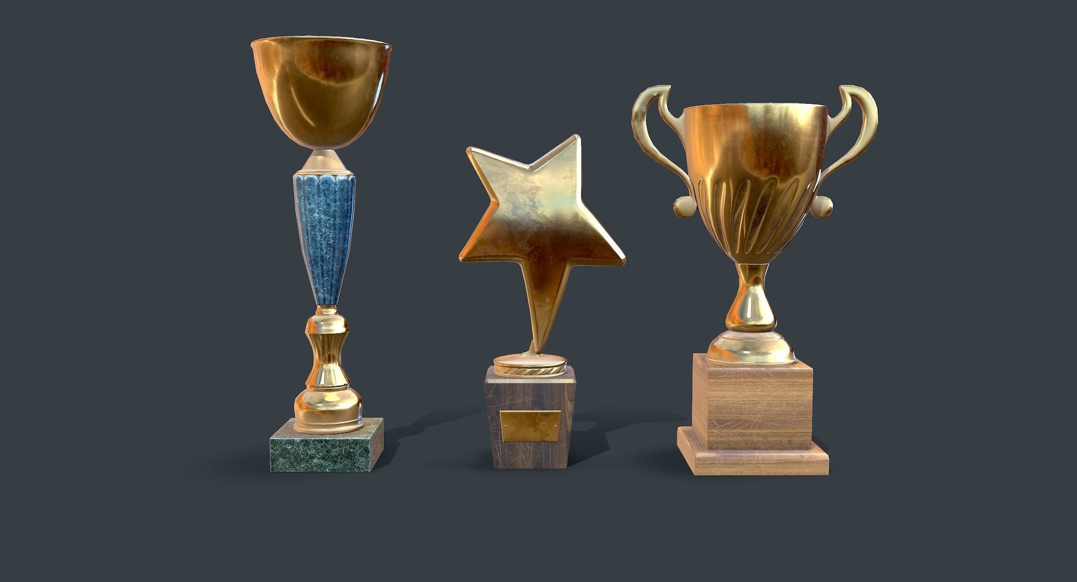 Trophy Cups lowpoly Low-poly 3D model_1