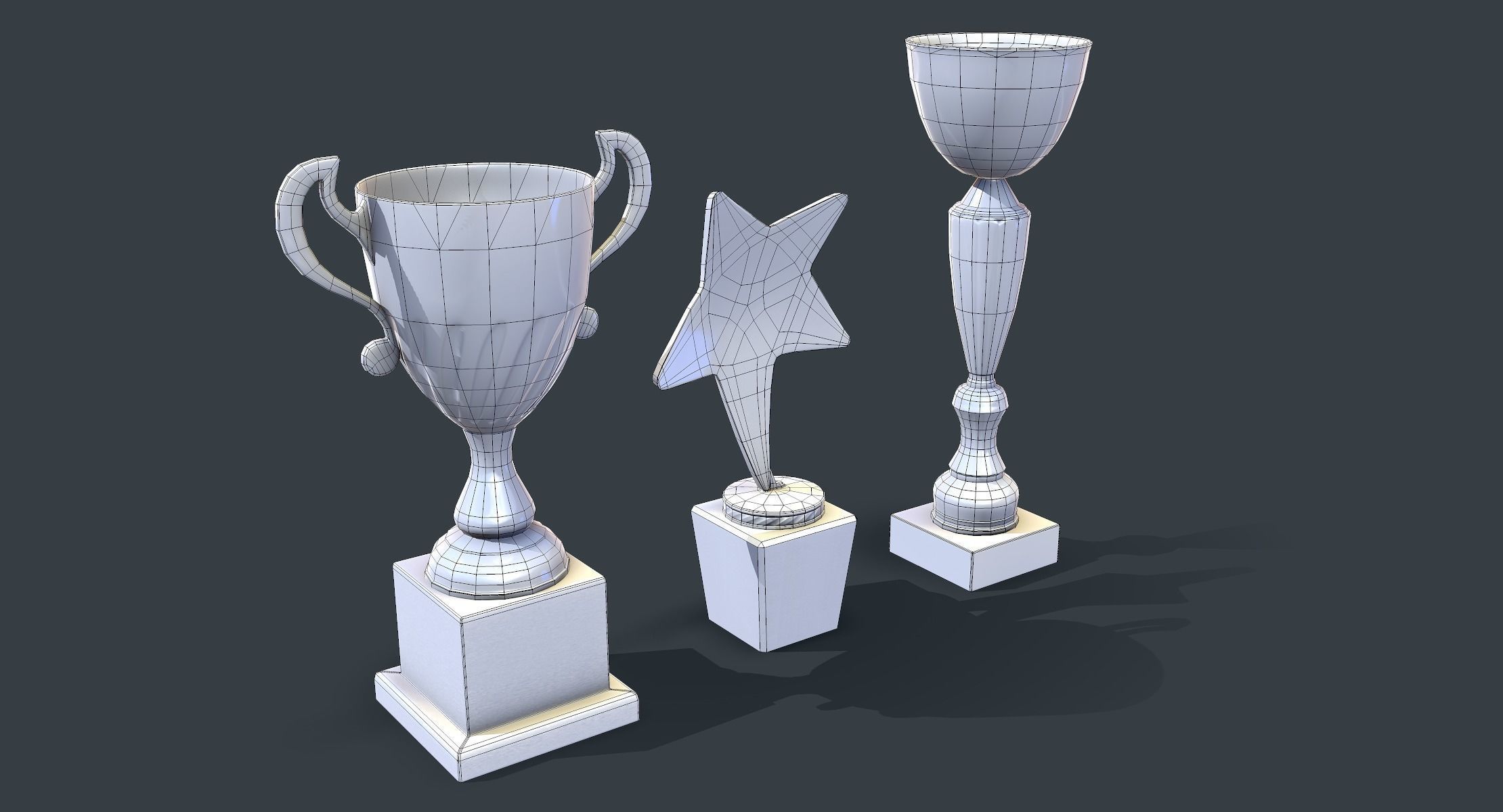 Trophy Cups lowpoly Low-poly 3D model_7