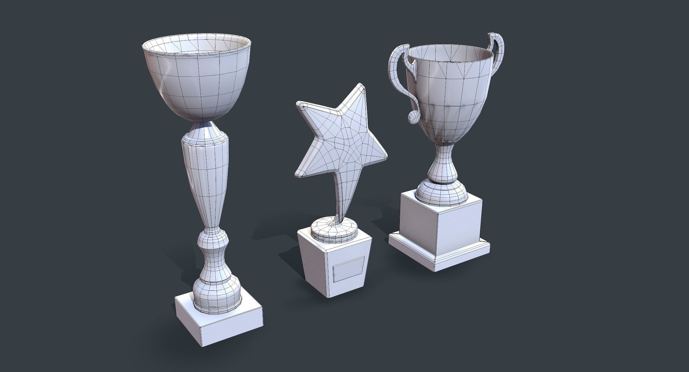 Trophy Cups lowpoly Low-poly 3D model_8