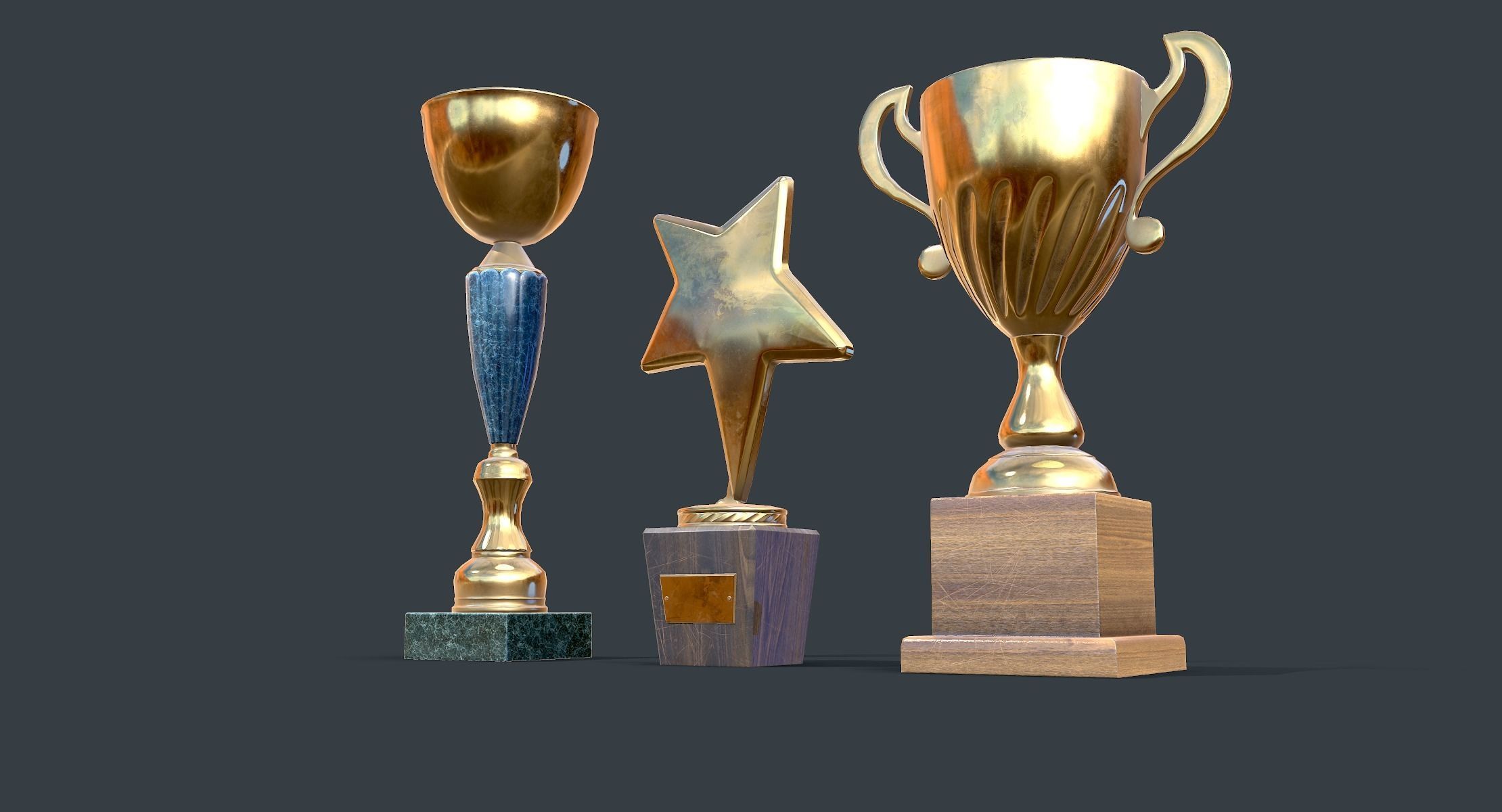 Trophy Cups lowpoly Low-poly 3D model_5