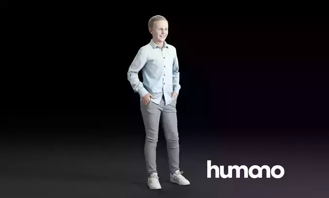 Humano Casual child boy standing and talking 0210  3D model