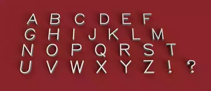 SIMPLEX font  uppercase and lowercase 3D Letters STL FILE