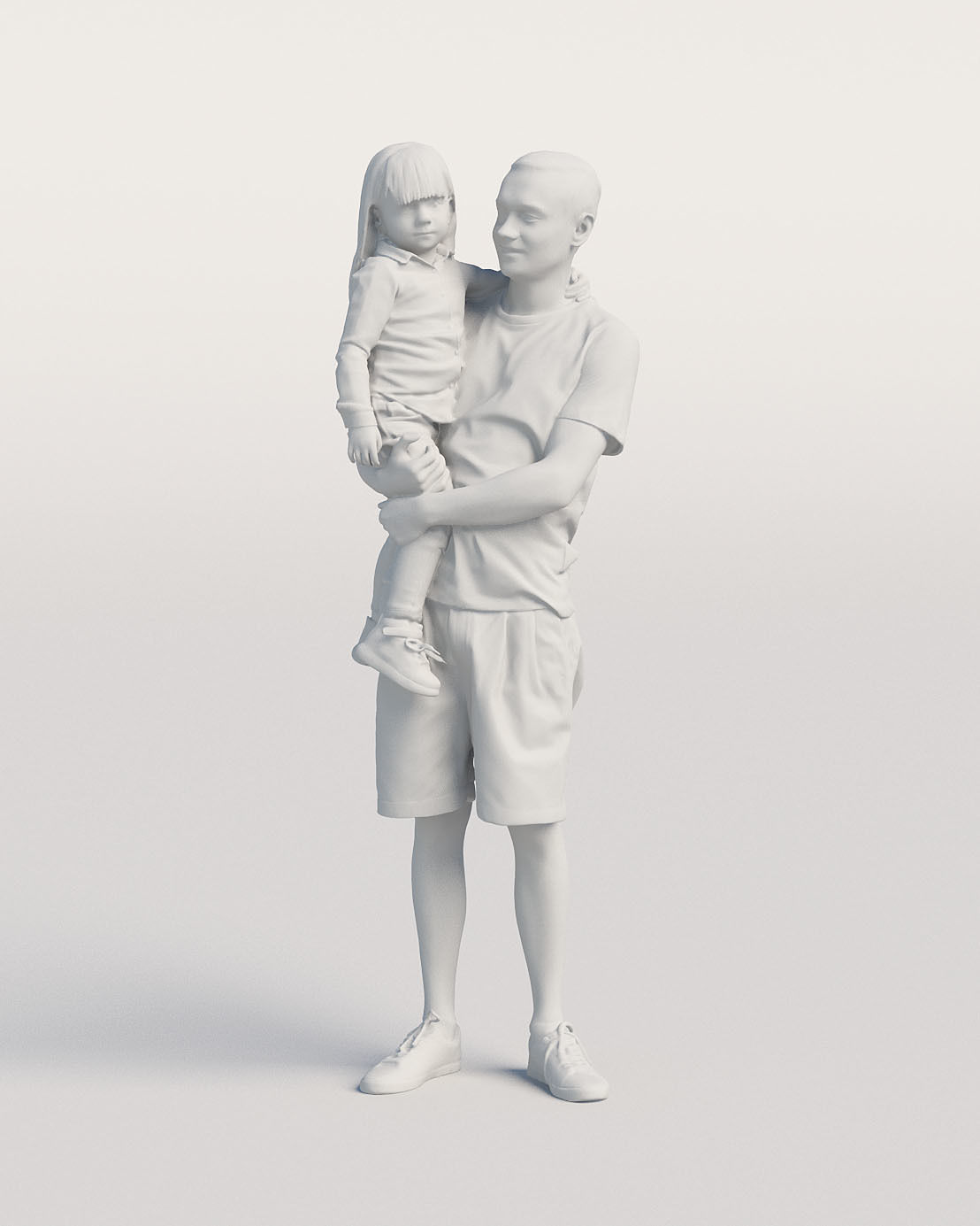 Humano Casual man holding a child standing and looking 0211 3D model_3