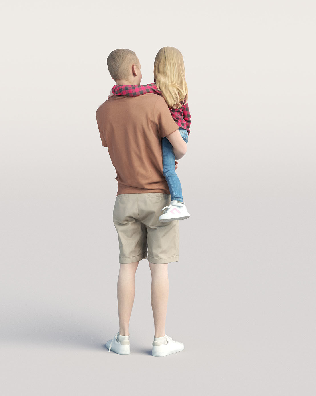 Humano Casual man holding a child standing and looking 0211 3D model_2