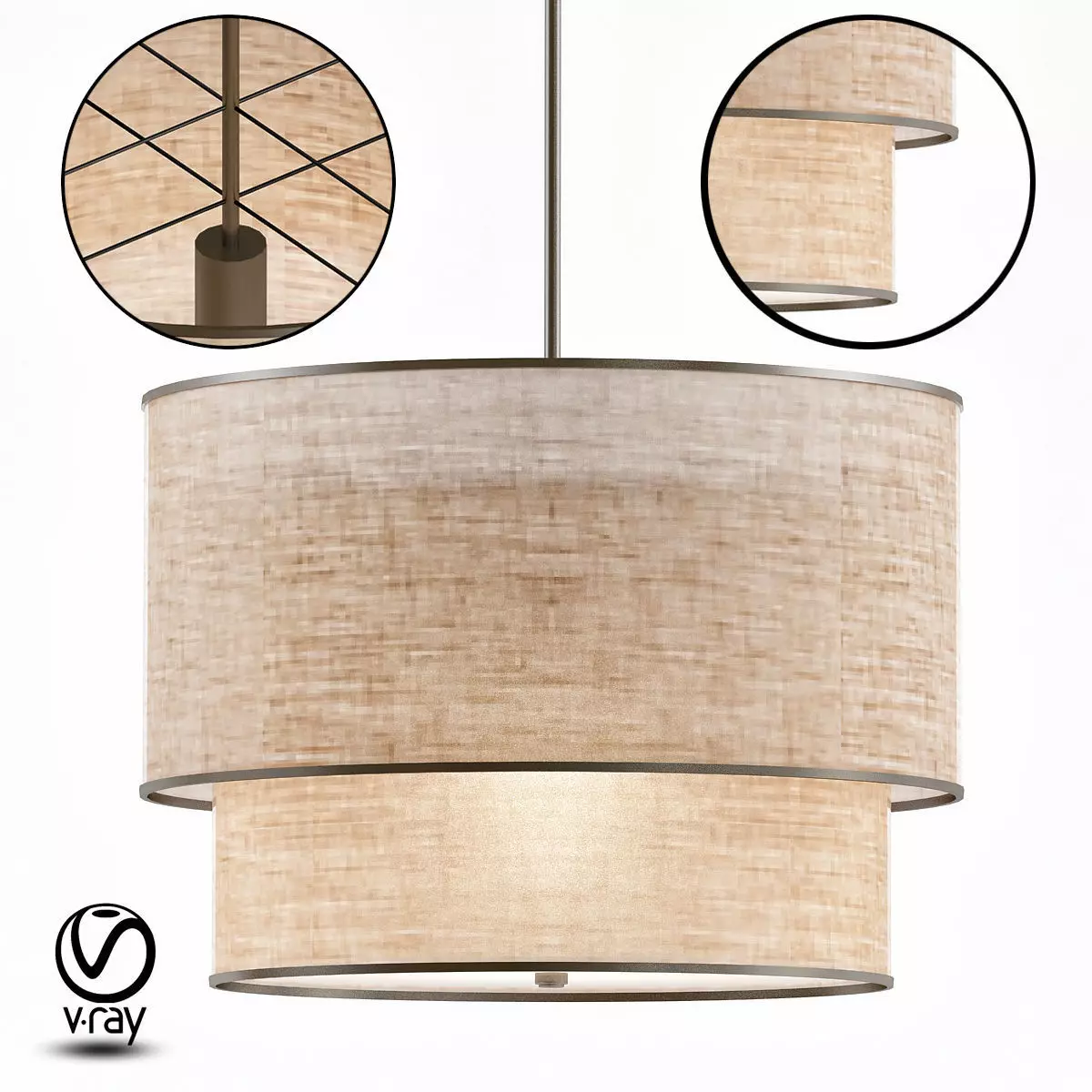 RH TWO TIER ROUND Shade Linen 3D model_0
