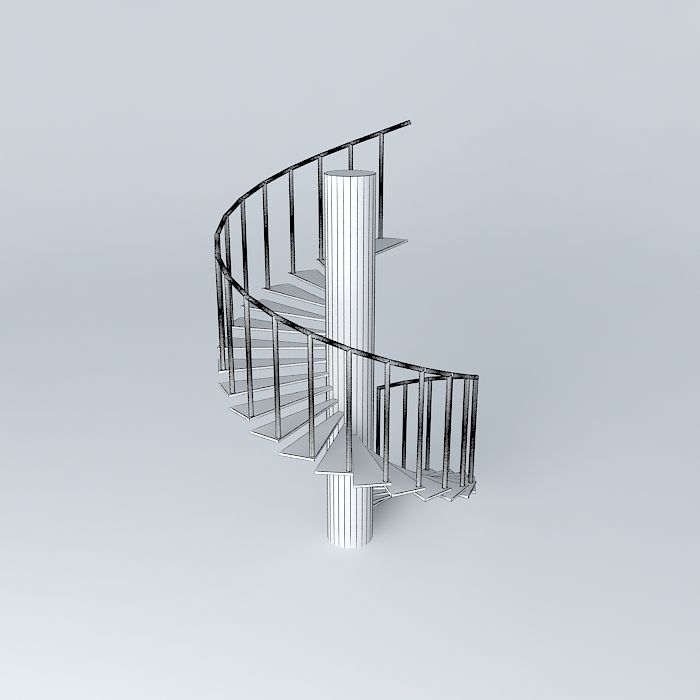 spiral staircase with handrails Free 3D model_3