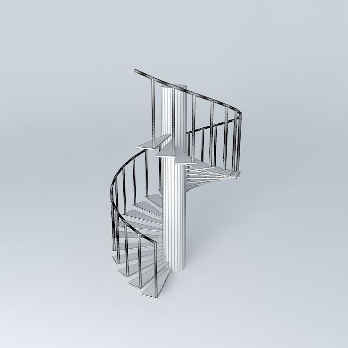 spiral staircase with handrails Free 3D model_4
