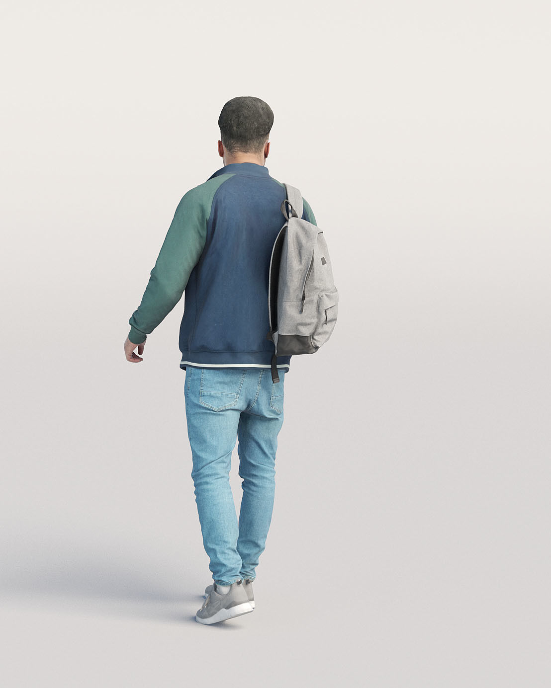 Humano Casual black man walking with backpack 0215 3D model_2