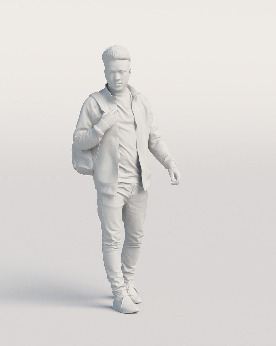 Humano Casual black man walking with backpack 0215 3D model_3