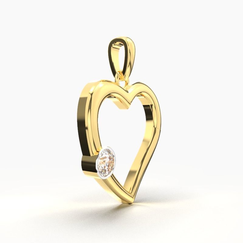 Diamond Heart Pendant 3D print model_2