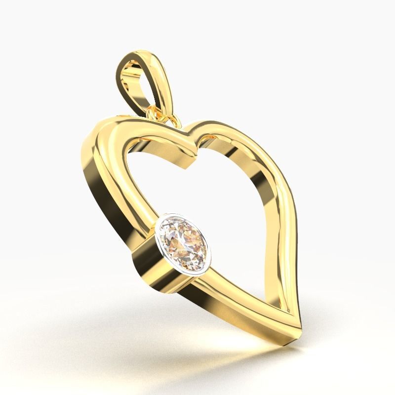 Diamond Heart Pendant 3D print model_1
