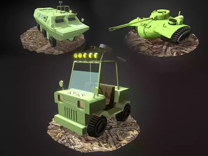 Lowpoly Military Vehicles 3D Model Collection