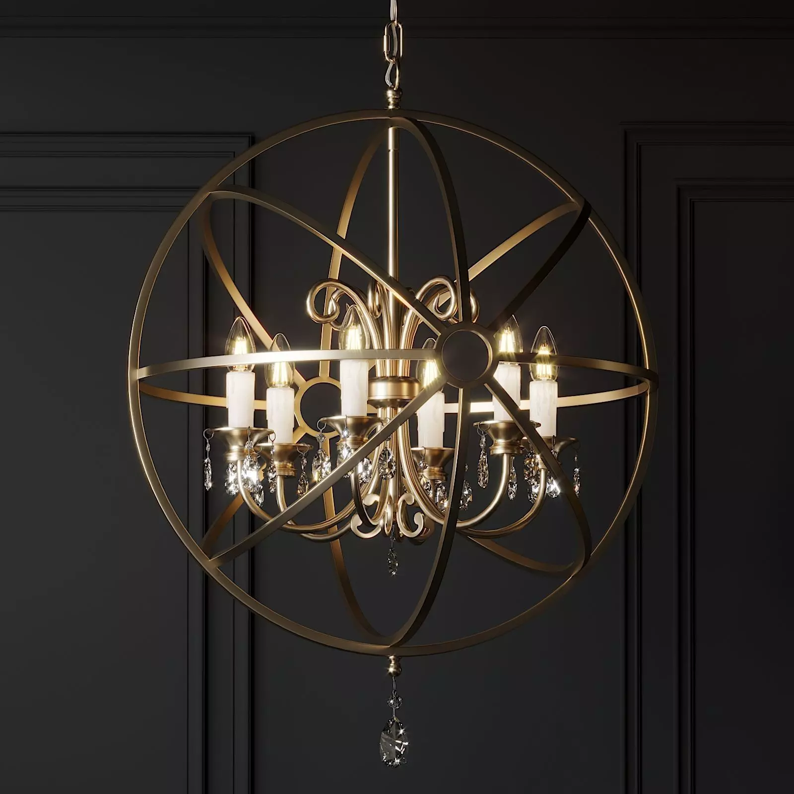 Ballard Design Nicolette Crystal Orb Chandelier 3D model_0