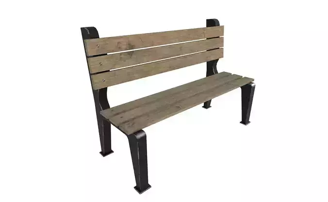 Game-Ready Bench with 4K-PBR Texture Set
