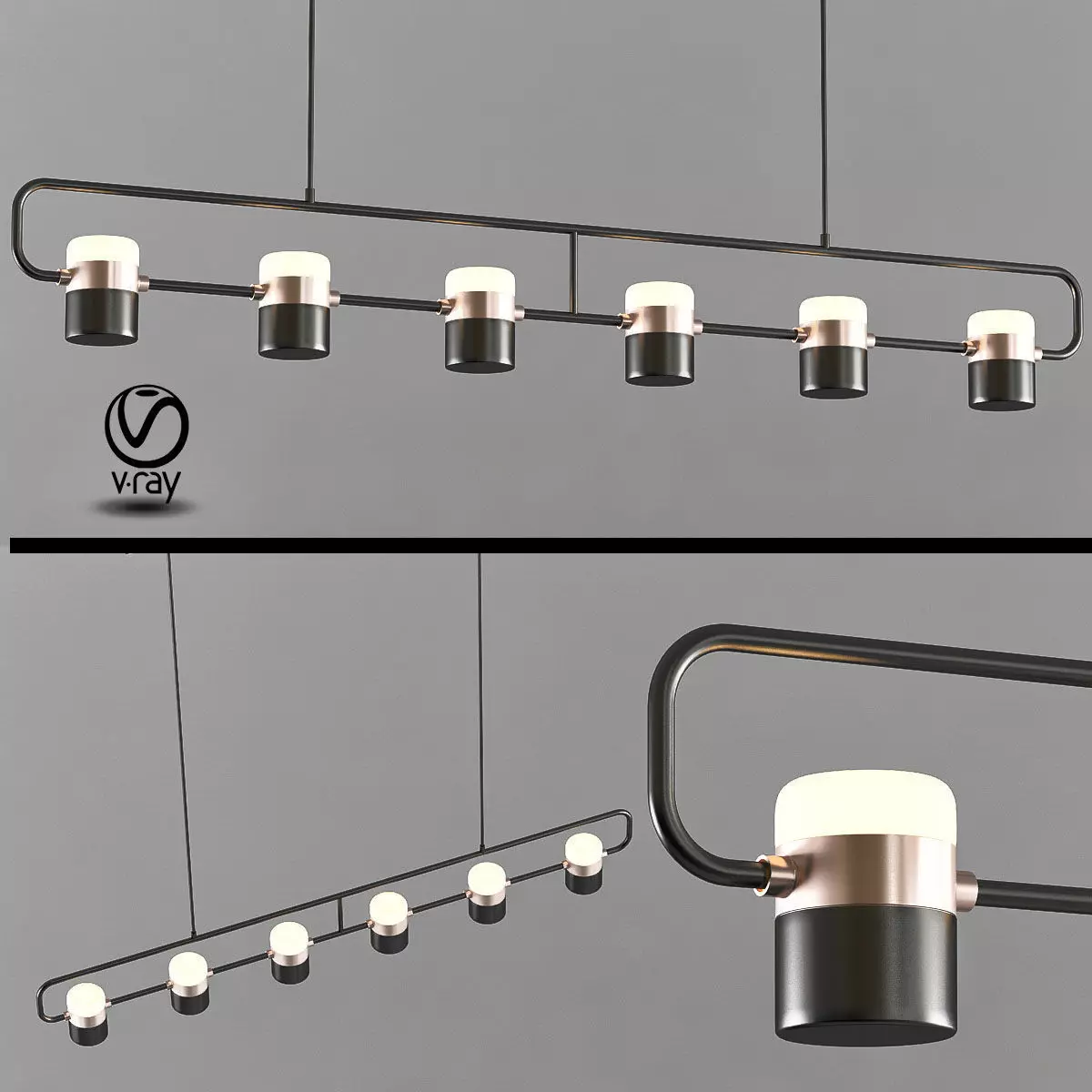 Seeddesign Ling PL6 Linear Suspension Light 3D model_0