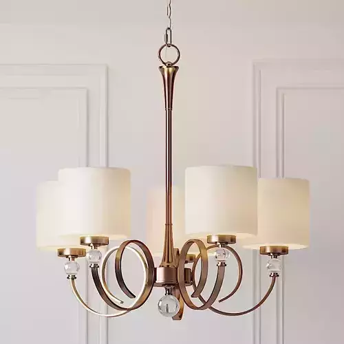 Ovanda 26 inch Wide Antique Brass Chandelier 3D model