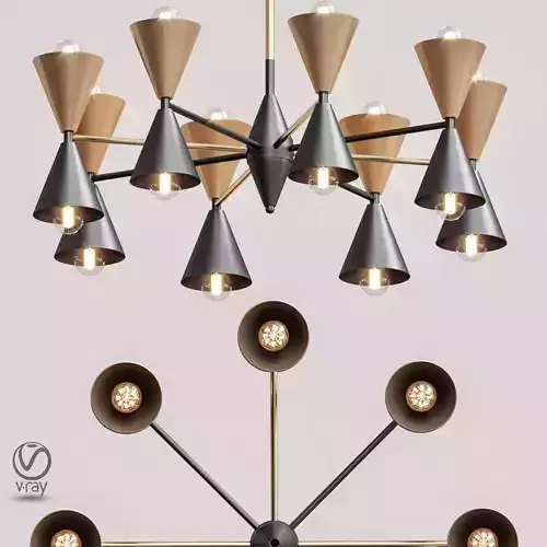 Cairo Chandelier Black And Gold 3D model