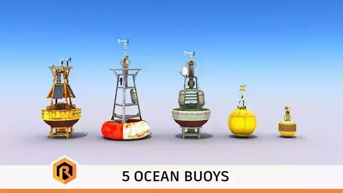 5 Ocean Buoys 3D Model Collection